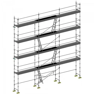échafaudage façadier dacame duo 45 de 100m2 avec lisses planchers et plinthes
