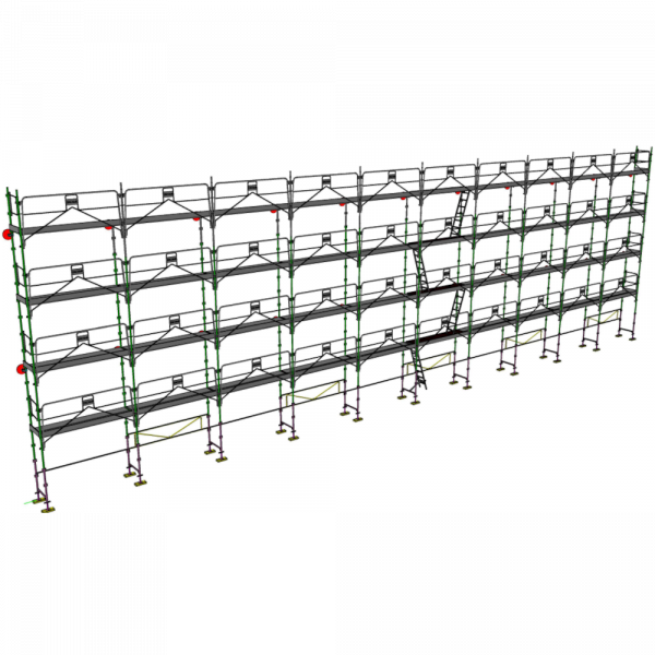 échafaudage façadier dacame duo 45 de 310m2 avec garde-corps planchers et plinthes