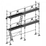 échafaudage façadier dacame duo 45 de 42m2 avec garde-corps planchers et plinthes