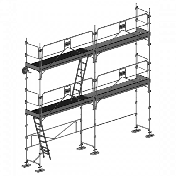 échafaudage façadier dacame duo 45 de 42m2 avec garde-corps planchers et plinthes