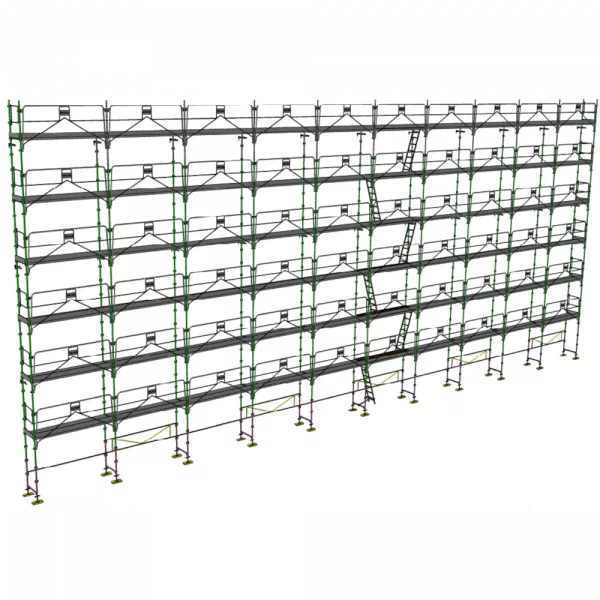 échafaudage façadier dacame duo 45 de 434m2 avec garde-corps planchers et plinthes