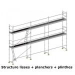 échafaudage façadier dacame duo 45 de 60m2 avec lisses planchers et plinthes