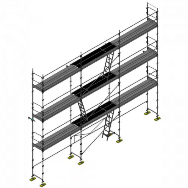 échafaudage façadier dacame duo 45 de 80m2 avec lisses planchers et plinthes