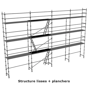 échafaudage façadier dacame duo45 de 104m2 avec lisses et planchers
