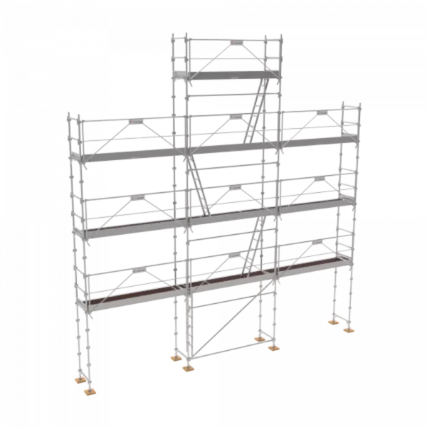 échafaudage façadier tubesca comabi R200 pignon de 88m2 en alu et bois avec garde corps