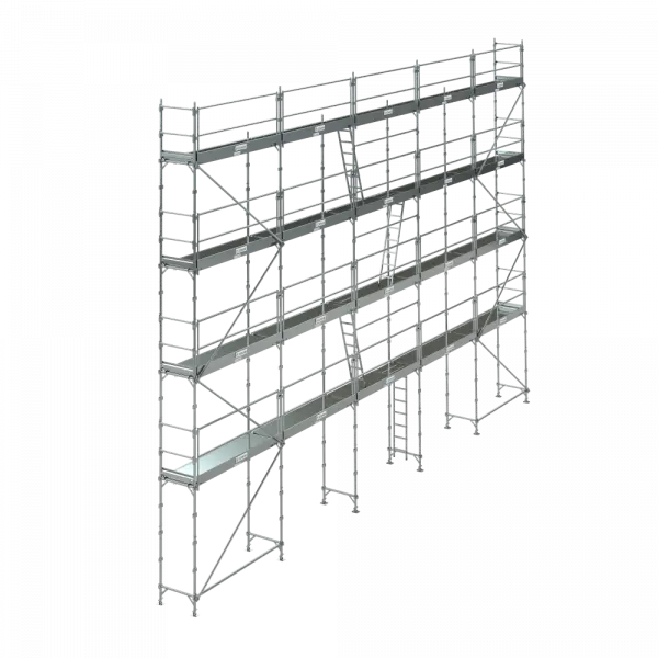 échafaudage façadier tubesca comabi R200 de 160m2 en aluminium avec lisses